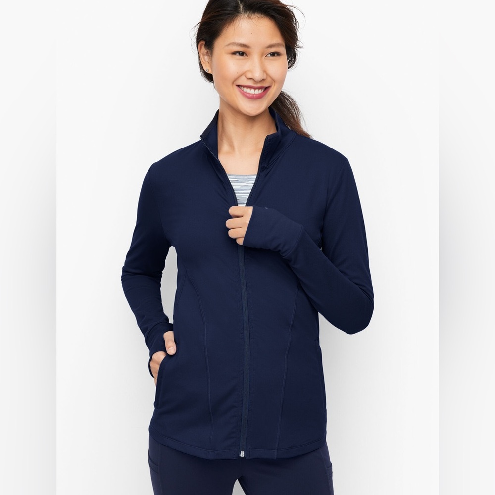 T By Talbots Performance Interlock Mockneck Activewear Jacket Size M